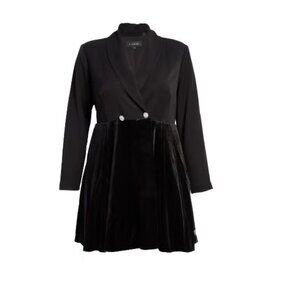 11 HONORE Laura Velvet Contrast Long Sleeve Blazer Dress *NWT*